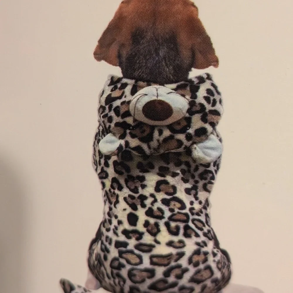 Barkwood Manor Leopard Dog Halloween Costume Plush Hooded Jumpsuit Large NEW